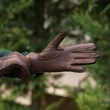 Women's deerskin leather gloves with wool lining BROWN