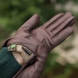 Women's deerskin leather gloves with wool lining BROWN