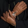 Women's deerskin leather gloves with wool lining WALNUT