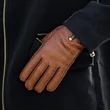 Women's deerskin leather gloves with wool lining WALNUT