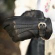Women's deerskin leather gloves with wool lining BLACK
