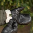 Women's mittens lined with lamb fur BLACK