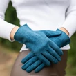 Women's suede leather unlined gloves BLUE