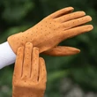 Women's suede leather unlined gloves COGNAC