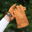 Women's suede leather unlined gloves COGNAC