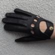 Women's peccary leather driving gloves DARK BROWN
