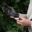 Women's hairsheep leather unlined gloves BLACK(W)
