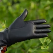 Women's hairsheep leather gloves lined with wool BLACK(orange)