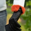 Women's hairsheep leather gloves lined with wool BLACK(orange)