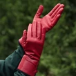 Women's hairsheep leather gloves lined with wool RED