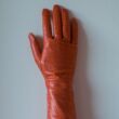 Women's long unlined leather gloves LIGHT RED