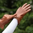 Women's silk lined leather gloves COGNAC