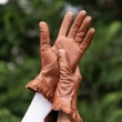 Women's silk lined leather gloves COGNAC