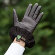 Women's silk lined leather gloves DARK BROWN