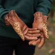 Women's silk lined leather gloves LEOPARD