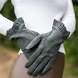 Women's silk lined suede leather gloves SHALE