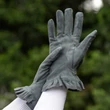 Women's silk lined suede leather gloves SHALE