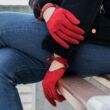 Women's suede leather unlined gloves RED
