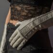 Women's long unlined leather gloves BONE