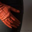 Women's long unlined leather gloves CORAL