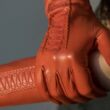 Women's long unlined leather gloves CORAL