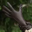 Women's unlined leather gloves DARK BROWN