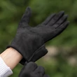 Women's unlined suede leather gloves BLACK
