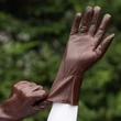 Women's silk lined leather gloves BROWN