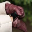 Women's hairsheep leather gloves lined with wool WINE