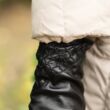 Women's leather gloves. wool lined BLACK