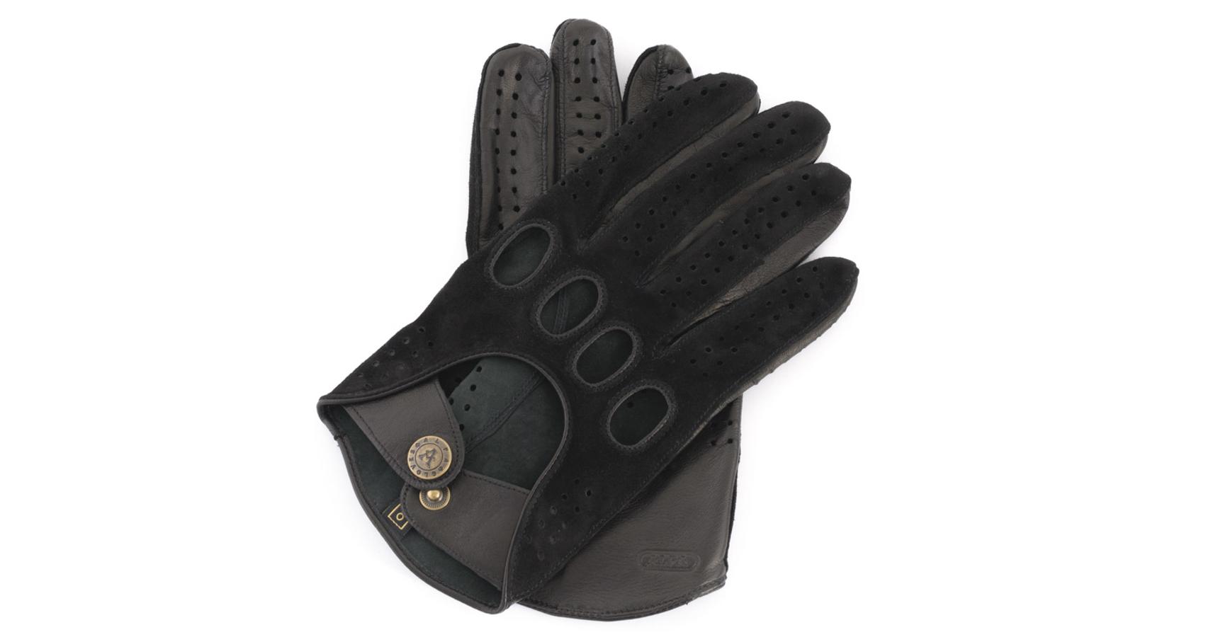 black leather driving gloves