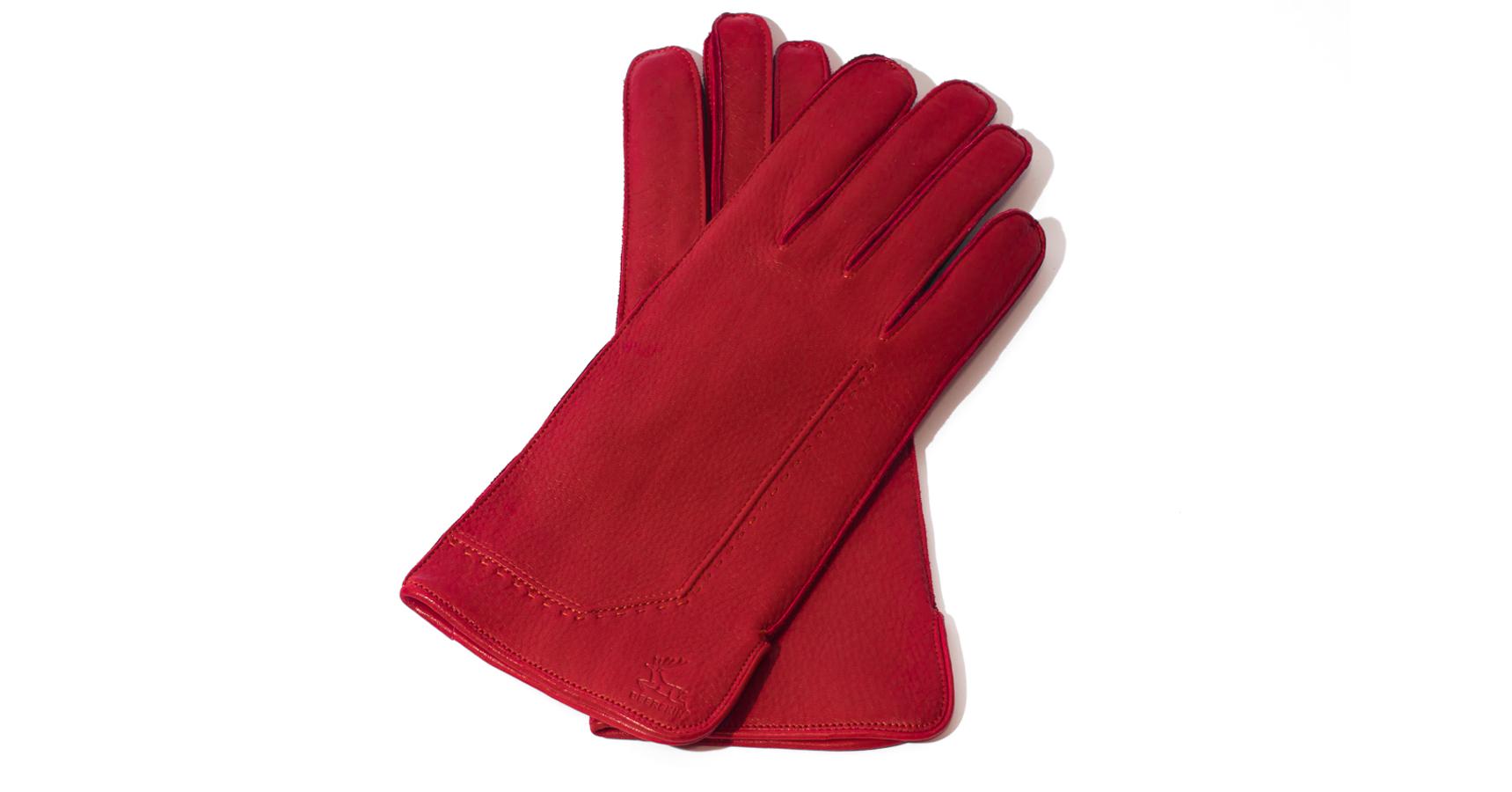 red leather lined gloves