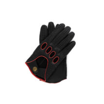 Men's deerskin leather driving gloves BLACK(ORANGE)