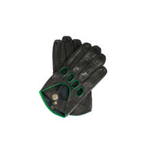 Men's Hairsheep Leather Driving Gloves BLACK(GREEN)