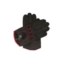Men's Hairsheep Leather Driving Gloves BLACK(RED)