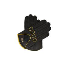 Men's Hairsheep Leather Driving Gloves BLACK(YELLOW)