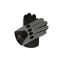 Men's Hairsheep Leather Driving Gloves GREY-BLACK