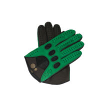 Men's Hairsheep Leather Driving Gloves GREEN-BLACK
