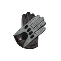Men's Hairsheep Leather Driving Gloves GREY-BLACK