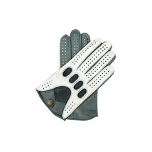 Men's Hairsheep Leather Driving Gloves WHITE-GREY
