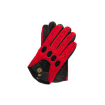 Men's suede-nappa leather driving gloves RED-BLACK