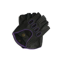 Men's deerskin leather fingerless gloves BLACK(VIOLET)