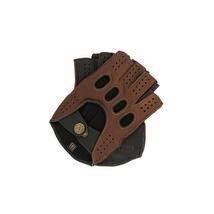 Men's deerskin leather fingerless gloves BROWN-BLACK