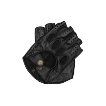 Men's hairsheep leather fingerless gloves BLACK