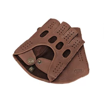Men's deerskin leather fingerless gloves WALNUT