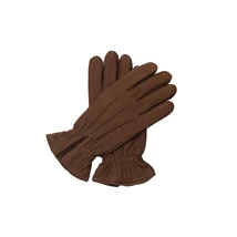 Men's deerskin leather gloves lined with wool WALNUT