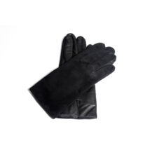 Men's suede-nappa leather gloves lined with wool BLACK