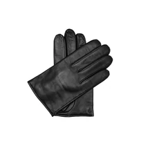 Férfi, juhnappa bőr, gyapjúval bélelt rövid kesztyű FEKETE