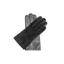 Men's suede-nappa leather gloves lined with silk BLACK
