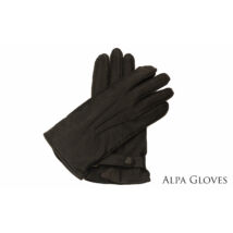 Men's deerskin leather gloves lined with wool DARK BROWN